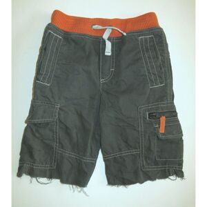 Mini Boden boys techno cargo shorts gray orange cut-offs PLAY zip off pants 5 Y